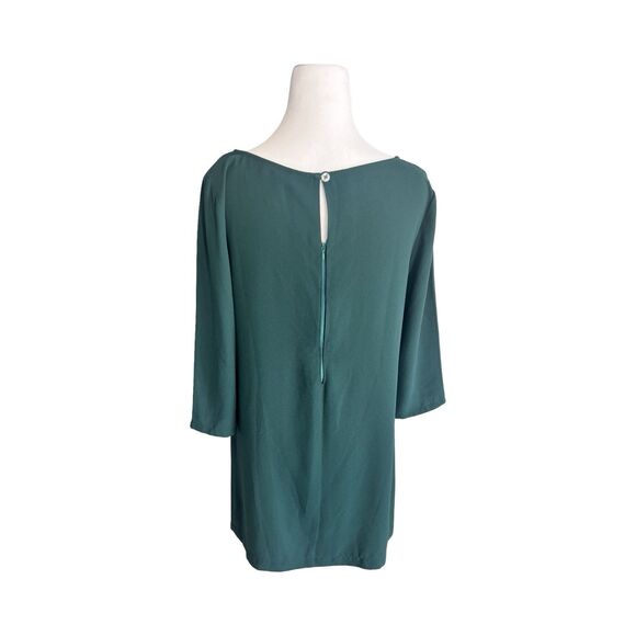 Leith Forest Green Boatneck Crepe Dress 3/4 Sleeves Holiday Wedding Guest‎ Small - Picture 2 of 4